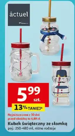 Auchan Kubek świąteczny ze słomką Actuel oferta