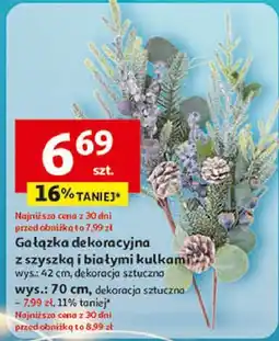 Auchan Gałązka z szyszką i białymi kulkami 70 cm oferta