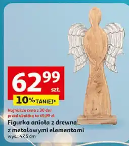 Auchan Figurka anioła z drewna metalowymi elementami 47.5 cm oferta