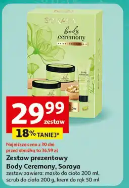 Auchan Zestaw w pudełku body ceremony: masło do ciała 200 ml + scrub g krem rak 50 Soraya oferta