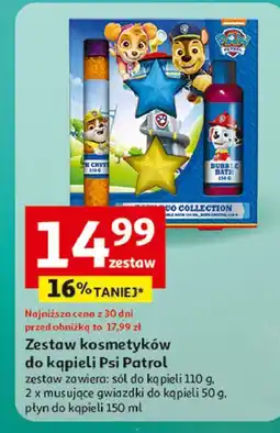 Auchan Zestaw w pudełku psi patrol: sól do kąpieli + gwiazdki musujące płyn oferta