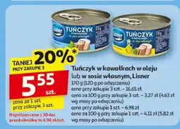 Auchan Tuńczyk w kawałkach sosie własnym Lisner oferta