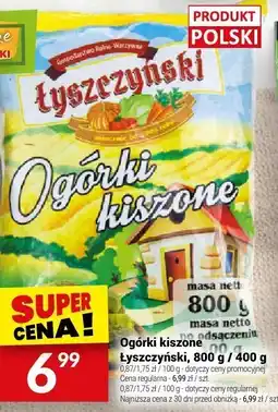 Twój Market Ogórki kiszone Łyszczyński, 800 g / 400 g oferta