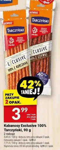 Twój Market Kabanosy Exclusive 100% Tarczyński, 90 g oferta