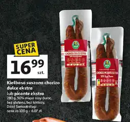 Auchan Kiełbasa suszona chorizo dulce ekstra lub picante ekstra Dział Samoobsługi oferta