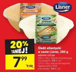 Twój Market Śledź atlantycki w lekkim sosie jogurtowo-koperkowym z ogórkiem Lisner, 280 g oferta
