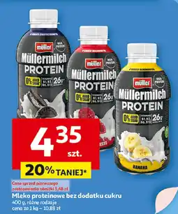 Auchan Mleko proteinowe bez dodatku cukru Müllermilch 3 smaki oferta