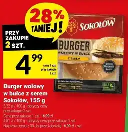 Twój Market Burger wołowy w bułce z serem Sokołów, 155 g oferta