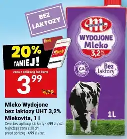 Twój Market Mleko Wydojone bez laktozy UHT 3,2% Mlekovita, 1 l oferta