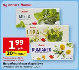 Auchan Herbatka ziołowa ekspresowa Auchan (mięta, lipa, rumianek) oferta