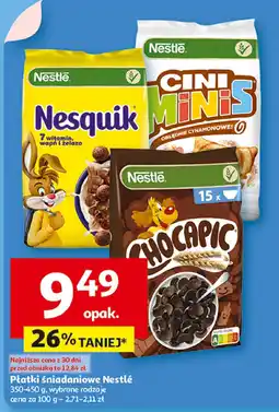 Auchan Płatki śniadaniowe Nestlé (Nesquik, Cini Minis, Chocapic) oferta