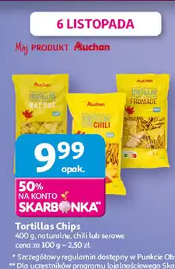 Auchan Tortillas Chips naturalne, chili lub serowe Auchan oferta