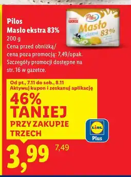 Lidl Masło ekstra 83% 200g Pilos oferta