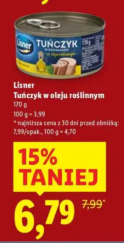 Lidl Tuńczyk Lisner Tuńczyk w oleju roślinnym oferta