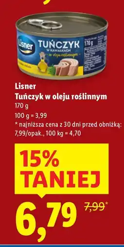 Lidl Tuńczyk w oleju roślinnym Lisner oferta