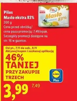 Lidl Masło ekstra 83% Pilos oferta