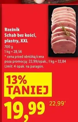 Lidl Schab wieprzowy bez kości plastry Rzeźnik Codzienna Dostawa oferta