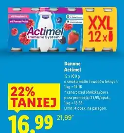 Lidl Jogurt malina + owoce leśne Danone Actimel oferta