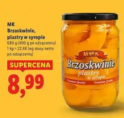 Lidl Brzoskwinie plastry w syropie M&K oferta