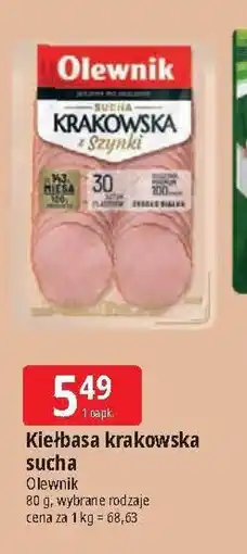 E.Leclerc Kiełbasa krakowska z szynki Olewnik oferta