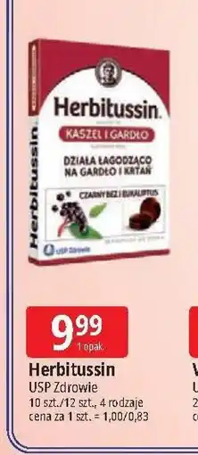 E.Leclerc Suplement diety kaszel i gardło w pastylkach do ssania czarny bez eukaliptus Herbitussin oferta