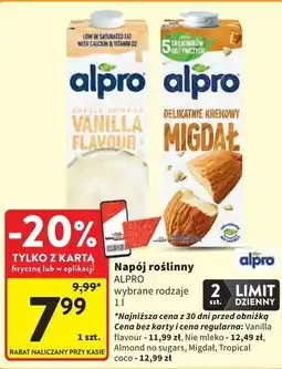 Intermarche Napój kokosowy z dodatkiem ryżu Alpro oferta