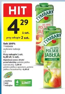 Intermarche Sok 100% polskie jabłka z porzeczką Tymbark oferta