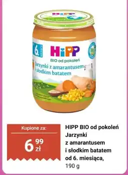 Biedronka Obiadek HIPP BIO od pokoleń Jarzynki z amarantusem i słodkim batatem od 6. miesiąca oferta