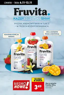 Biedronka Jogurt skyr w pouchu wanilia Fruvita oferta