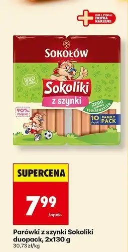 Biedronka Parówki z szynki Sokoliki duopack, 2x130 g Sokołów oferta