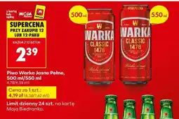 Biedronka Piwo Warka Jasne Pełne, 500 ml/550 ml oferta