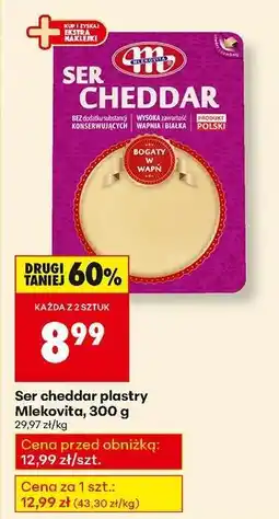 Biedronka Ser cheddar plastry Mlekovita , 300 g oferta