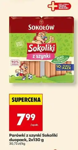 Biedronka Parówki z szynki Sokoliki duopack, 2x130 g oferta