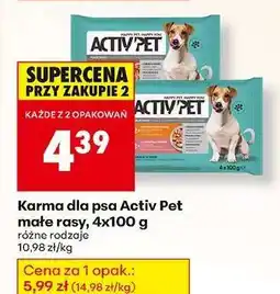 Biedronka Karma dla psa Activ Pet małe rasy, 4x100 g oferta
