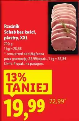 Lidl RZEŹNIK Schab bez kości, plastry, XXL oferta
