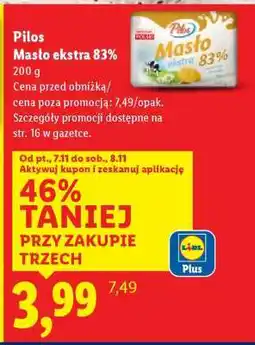 Lidl PILOS Masło ekstra 83% oferta