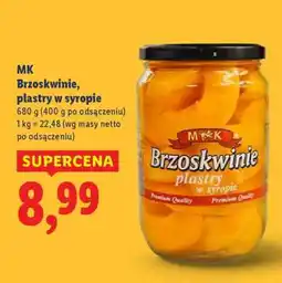 Lidl MK Brzoskwinie, plastry w syropie oferta