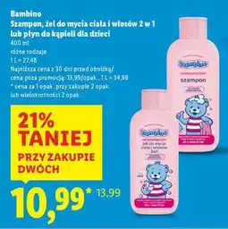 Lidl Bambino Szampon, żel do mycia ciała i włosów 2 w 1 lub płyn do kąpieli dla dzieci oferta