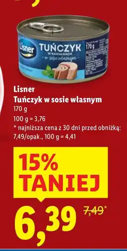 Lidl Tuńczyk w sosie własnym Lisner oferta