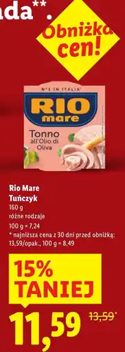 Lidl Tuńczyk różne rodzaje Rio Mare oferta