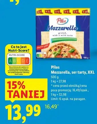 Lidl Ser mozzarella tarty XXL Pilos oferta