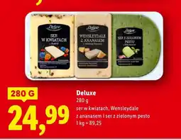 Lidl Ser Deluxe 280 g ser w kwiatach, Wensleydale z ananasem i ser z zielonym pesto oferta