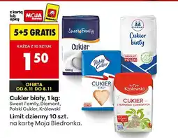 Biedronka Cukier biały Sweet Family / Diamant / Polski Cukier 1kg 5+5 GRATIS Biedronka oferta