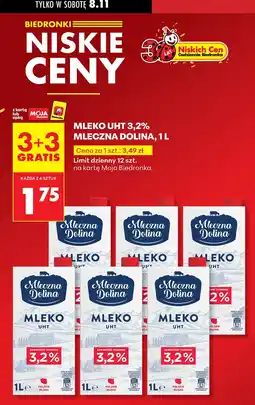 Biedronka Mleko UHT 3,2% 3+3 GRATIS Mleczna Dolina oferta