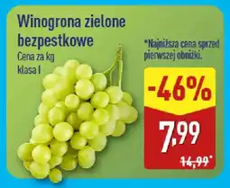 ALDI Winogrona zielone bezpestkowe oferta