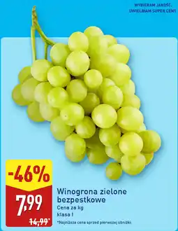 ALDI Winogrona zielone bezpestkowe oferta