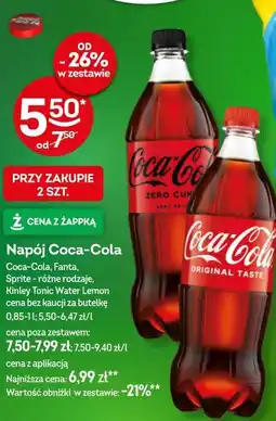 Żabka Napój Coca-Cola (Coca-Cola, Fanta, Sprite, Kinley Tonic Water Lemon) oferta