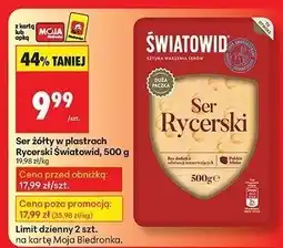 Biedronka Ser żółty w plastrach Ser Rycerski Światowid 500 g oferta