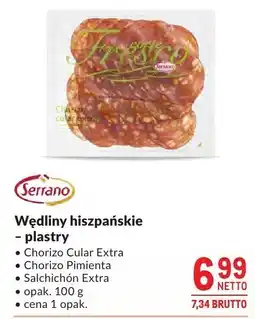 Makro Wędliny hiszpańskie - plastry Serrano Salchichón Extra oferta