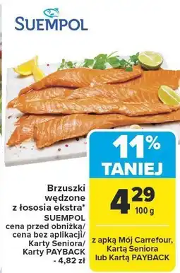 Carrefour Market Brzuszki wędzone z łososia ekstra SUEMPOL oferta